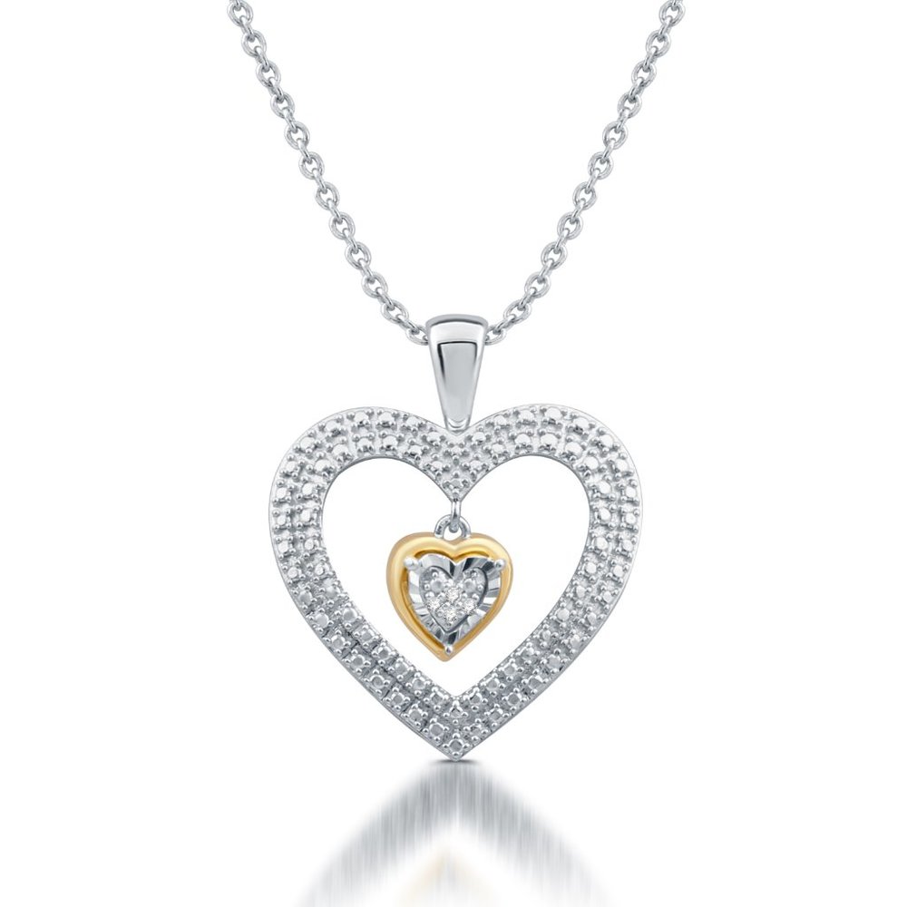 Sterling Silver Diamond Accent Dangle Heart PNT